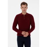 U.S. Polo Assn. Erkek Regular Fit Yarım Fermuarlı Bordo Basic Kazak 50313685-VR014
