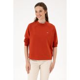 U.S. Polo Assn. Kadın Kiremit Regular Bisiklet Yaka Basic Sweatshırt 50313610-VR031