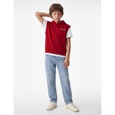 Üç İplik Baskılı Oversize Kapşonlu Kolsuz Sweatshirt