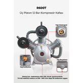 Üç Piston 12 Bar Kompresör Kafası R600t