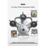 Üç Piston 8 Bar Kompresör Kafası R600