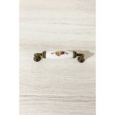 Ucelev Antik Sarı Metal-Gerçek Porselen Çiçek Desenli 96 mm Mobilya/Dolap/Vestiyer/Kapak/Mutfak Kulpu