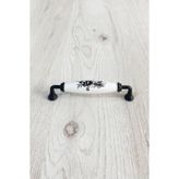 Ucelev Siyah Metal-Gerçek Porselen Siyah Çiçek Desenli 128 mm Mobilya/Dolap/Vestiyer/Kapak/Mutfak Kulpu