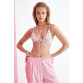 Üçgen Bikini Üstü Çiçekli Bağlama Detaylı