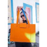 Üçler Çanta Cepli Shopper Keçe Çanta