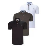 ÜÇLÜ SET T8582 DEWBERRY ERKEK T-SHIRT-SİYAH-BEYAZ-HAKİ