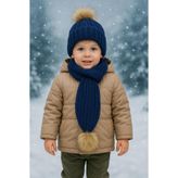 ues LACİVERT TEK PONPONLU TRİKO ATKI BERE SET