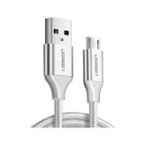Ugreen Örgülü Micro USB 2 mt Beyaz Data ve Şarj Kablosu