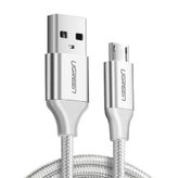 Ugreen Örgülü Micro-USB & USB-A Data ve Şarj Kablosu, 1 Metre, Beyaz