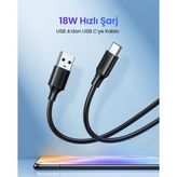 Ugreen Usb-C to Usb-A 3A QC Hızlı Şarj Kablosu 1 Metre Siyah 60116