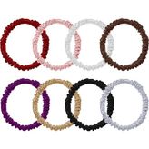 Uisgong 8 adet Set% 100% saf dut ipek saç Scrunchies ipek saç bağları kadınlar kızlar için kıvırcık kalın ince saç kadın siyah sevimli saten uykulu saç kravat Scrunchie uyku