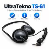 Ultratekno Ts-61 3.5 Mm Stereo Kablolu Ense Tipi Kulaklık Mp3 Pc Laptop Telefon Uyumlu Kulak Arkası Otobüs Kulaklığı
