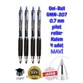 Uni-Ball OMN-207 0.7 mm Jel Pilot Roller Kalem, 4 Adet, Mavi