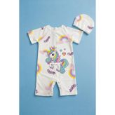 Unicorn Baskılı Kız Çocuk Tulum Mayo