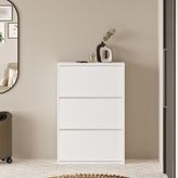 Unideco Home Ayakkabılık Ayakkabı Dolabı Kapı Önü Antre Hol Düşer Kapak 3 Bölmeli Kayar Raflı Giriş Dolabı Bilboa - Beyaz