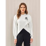 Unique Mode Minimalist Taş Detaylı Crop Kazak