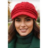 Uniquetrenders Kadın Çift Kat Siperli Triko Örme Bere Triko Bere