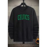 Unisex Celtics Baskılı Bisiklet Yaka Oversize Sweatshirt