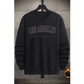 Unisex Los Angles Baskili Bisiklet Yaka Sweatshirt