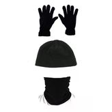 Unisex Siyah Polar Bere Boyunluk Eldiven 3'lü Set