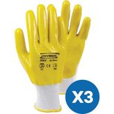 Universal Techno 8804 Nitril Tam Kaplı Eldiven (3 Çift) - Sarı - 10