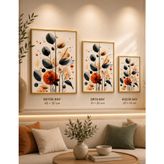 UPEKA Modern MDF Fleksi Çerçeveli Bantlı Duvar Tablo 3 lü Set Terra