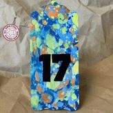 Uretti - Derya 2174 El Yapımı Ebrulu 17 Numara Kapı Süsü - 7 x 16 cm - 1 Adet