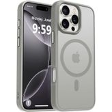 URUCHI Güçlü Manyetik Telefon Kılıfı, [Mag-Safe ile Uyumlu] [Askeri Düzey Düşme Koruması] [Güçlü Silikon Kenarlar] İnce Yarı Saydam Mat Koruyucu Kılıf (Gri, iPhone 15 Pro 6,1 inç)