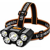 USB Şarjlı 5 LED Kafa Feneri Ipx5 Su Geçirmez 3 Aydınlatma Modlu Güçlü Işık Kamp Av Balıkçılık Koşu ve Tamir Işleri Için Yüksek Parlaklık Ayarlanabilir Baş Bantlı Uzun Ömürlü Acil Durum Işık