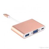Usb Type-C Giriş - Vga Çıkış+Usb 3.0+Type-C 3in1 Çevirici