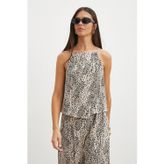 UTERPE Leopar Desenli Kolsuz Bluz