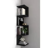 UYSAL FURNİTURE Zigzag Köşe Kitaplık Açık Raf Zigzag Siyah Black