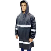 Uzun Kapüşon ve Reflektörlü Yağmurluk - XL - Siyah