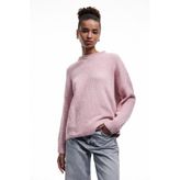 Uzun Kollu Bisiklet Yaka Basic Triko Kazak - Pembe - XS