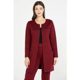 Uzun Triko Ceket - Bordo - Lacivert