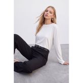 VAGGON Bisiklet Yaka Uzun Kollu Basic Bluz