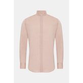 Vakko Beige Plain Cotton Shirt - M - Bej