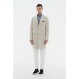 Vakko Beige Wool/cashmere Coat - 56 - Bej