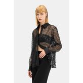 Vakko Black Sequined Shirt - 36 - Siyah