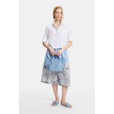 Vakko Blue Patterned Midi Skirt - Mavi - 38