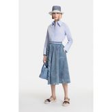 Vakko Blue Patterned Skirt - Mavi - 34