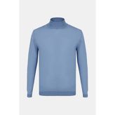 Vakko Blue Turtleneck Knit Sweater - Mavi - 3XL