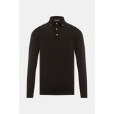 Vakko Buttoned Collar Knit Sweater - Siyah - M