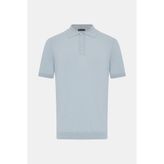 Vakko Buttoned Polo Collar Short Sleeve Plain Knit Top - XL - Mavi