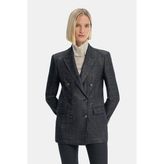 Vakko By Taglıatore Black Double-Breasted Lapel Jacket - 40 - Siyah