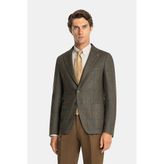 Vakko By Taglıatore Checked Wool Silk Fabric Single-Breasted Jacket - 50 - Yeşil