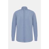 Vakko Dark Blue Plain Cotton Shirt - M - Mavi