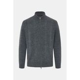 Vakko Dark Grey Cable Pattern Knit Sweater - Gri - 2XL