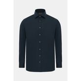 Vakko Dark Navy Poplin Shirt - 42 - Mavi