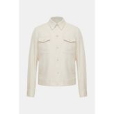 Vakko Ecru Button-Front Linen Jacket - Ekru - XL